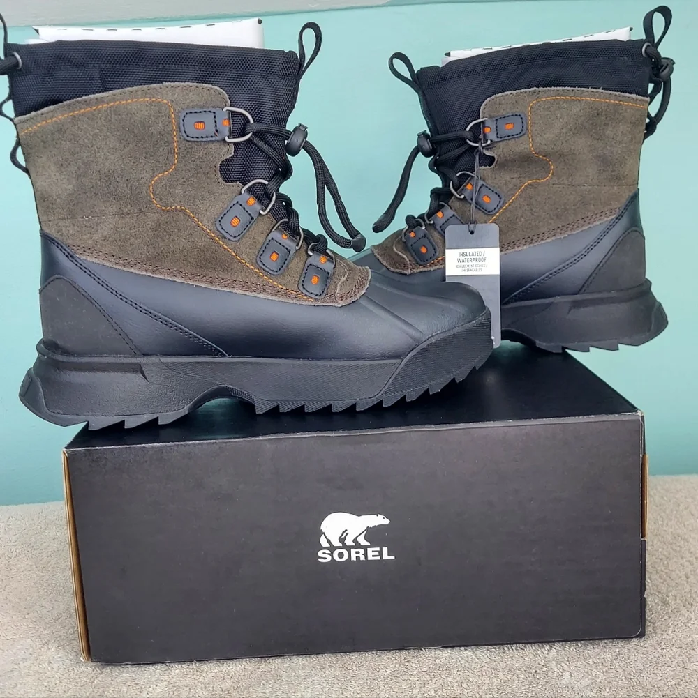 Sorel Scout 87 Black/Quarry Waterproof Men's Winter Boots Size 9 NWT